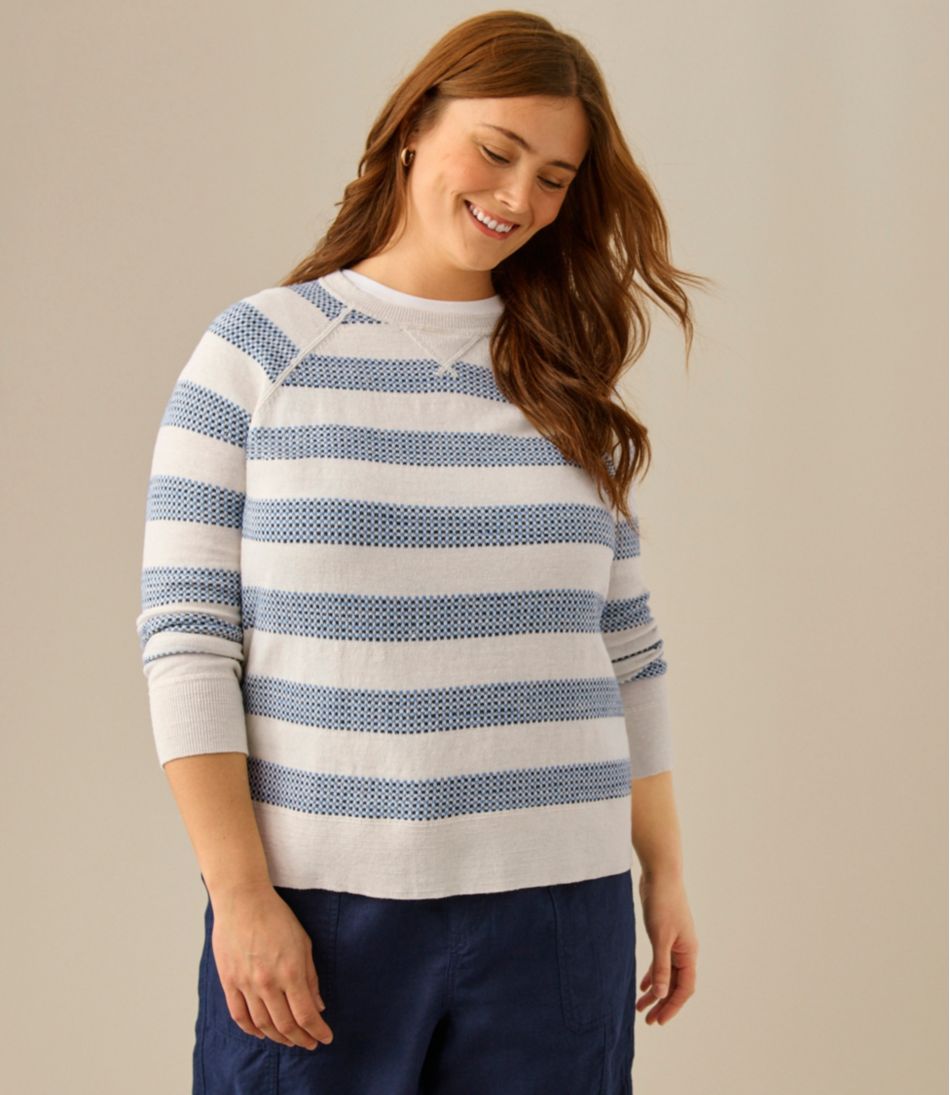 Women's Organic Cotton Slub Sweater, Crewneck Stripe