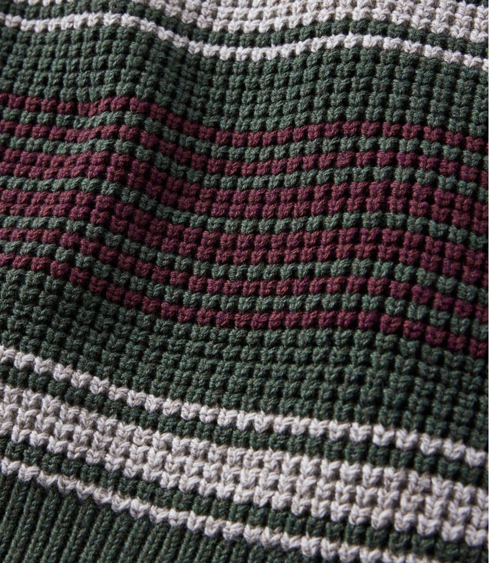 Men's Organic Cotton Waffle Sweater, Rollneck Crew, Stripe