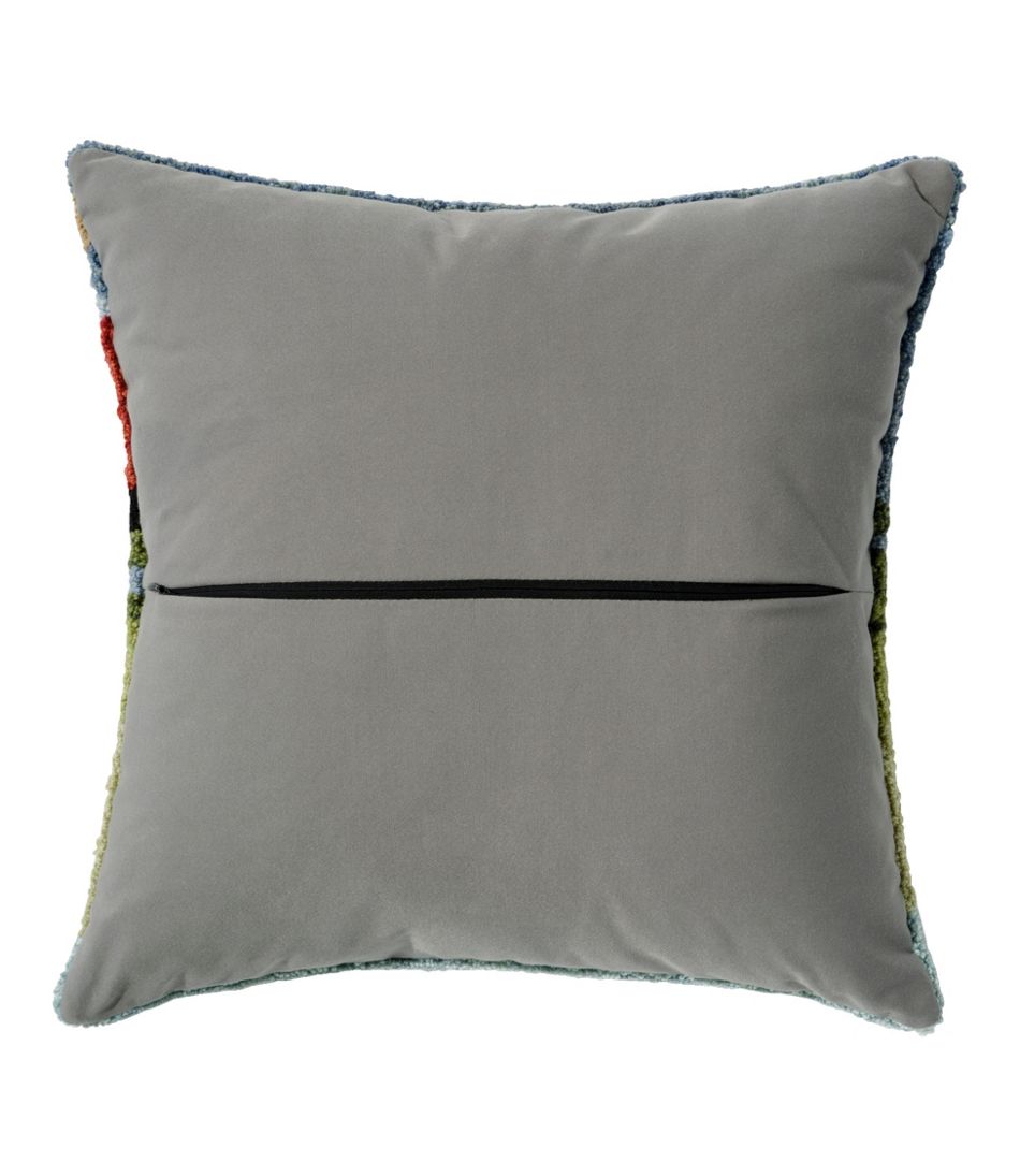 Indoor/Outdoor Hooked Pillow, Dogs in Canoe