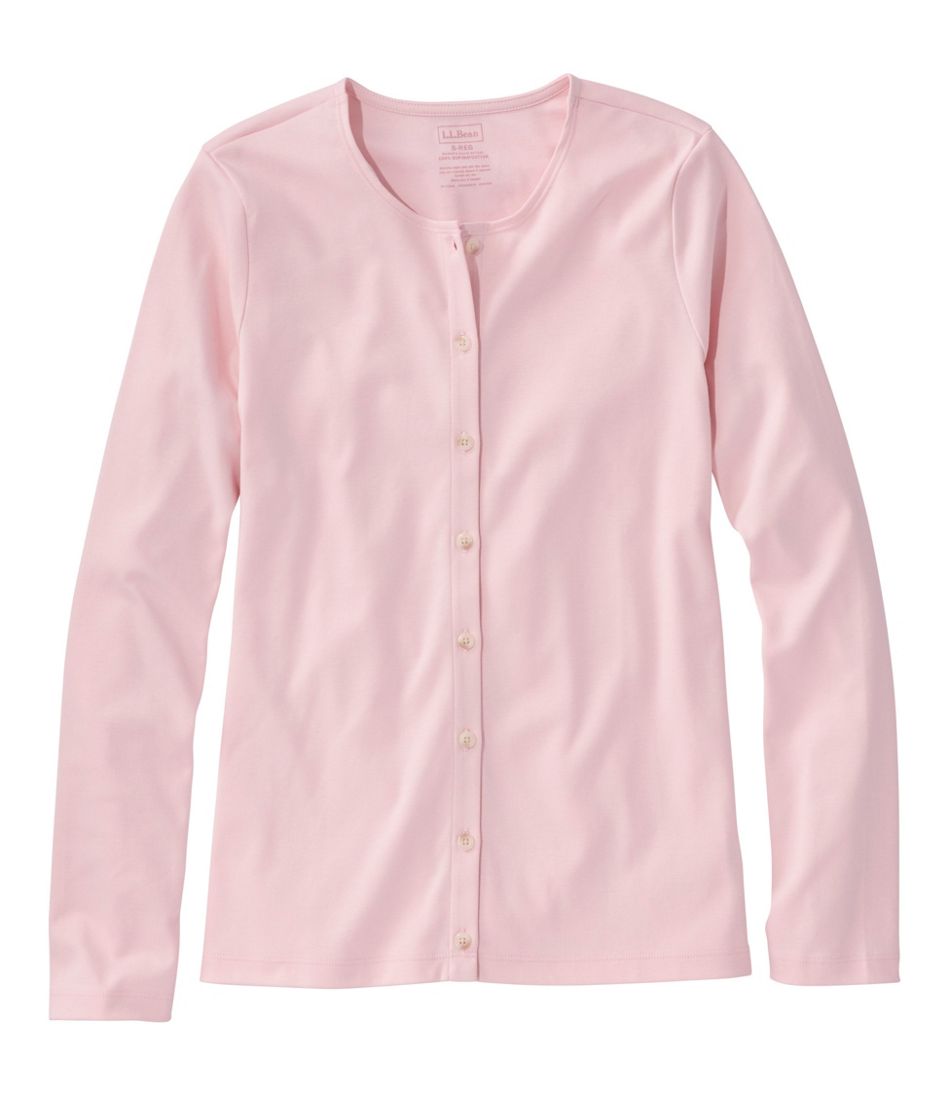 Women's Pima Cotton Tee, Long-Sleeve Crewneck Cardigan