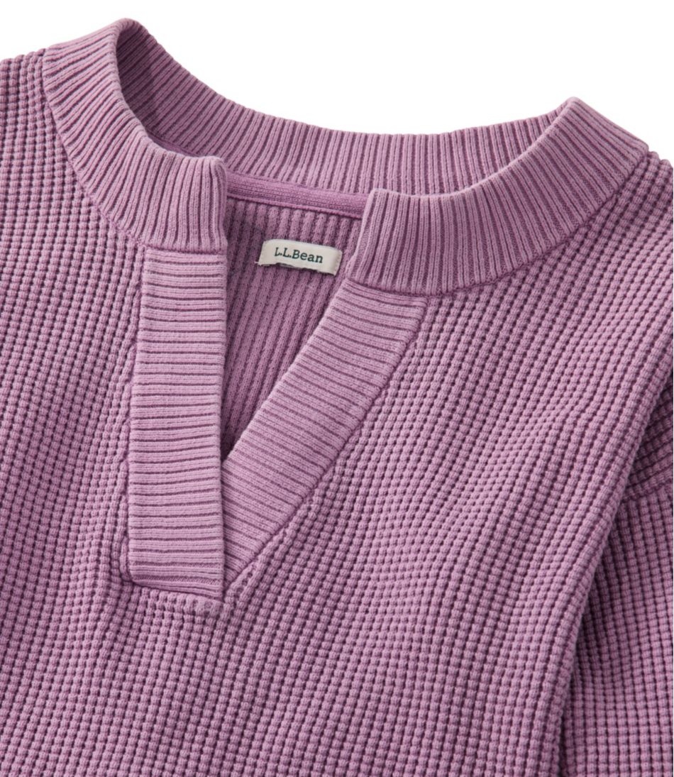 Women's Sunwashed Waffle Sweater, Splitneck