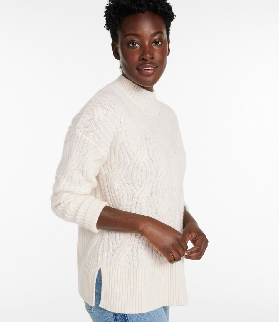 Women's Signature Premium Cashmere Cable Sweaters, Mockneck