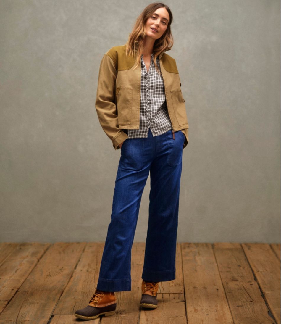 Women's Signature Utility Jeans, Mid-Rise Wide-Leg Ankle