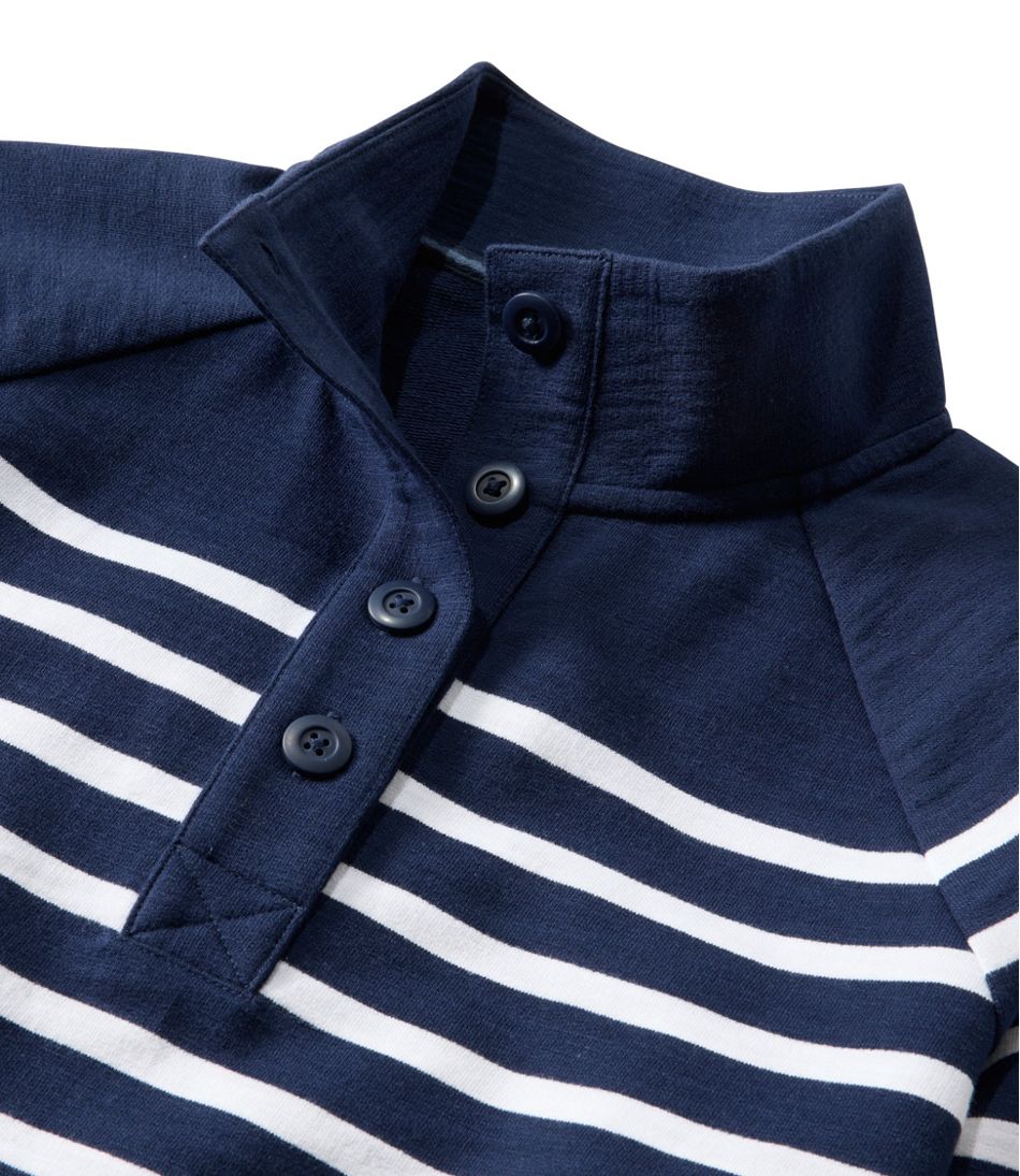 Women's Peaks Island Button Mockneck, Stripe
