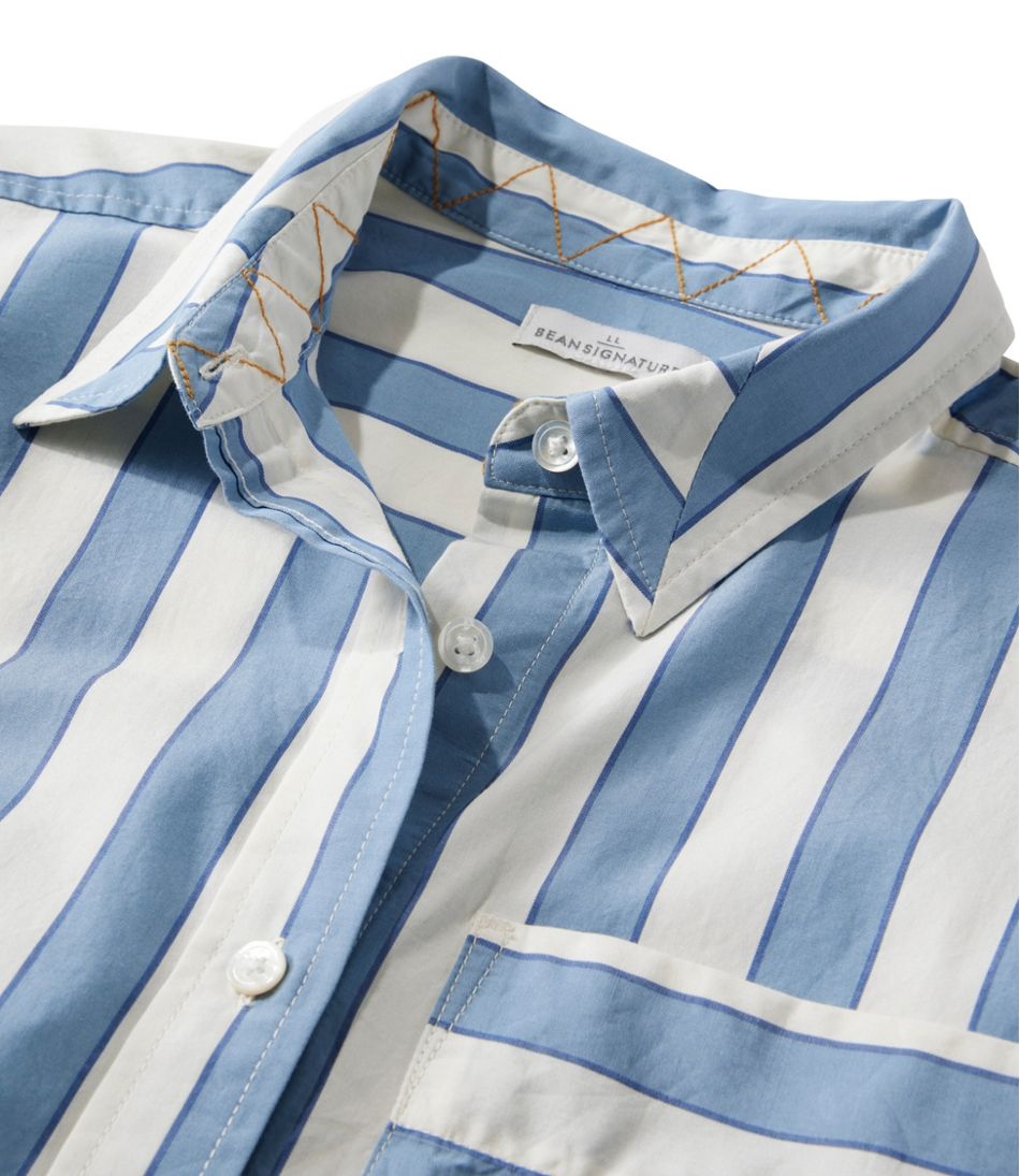 Women's Signature Premium Essential Poplin Shirt, Long-Sleeve Novelty Stripe
