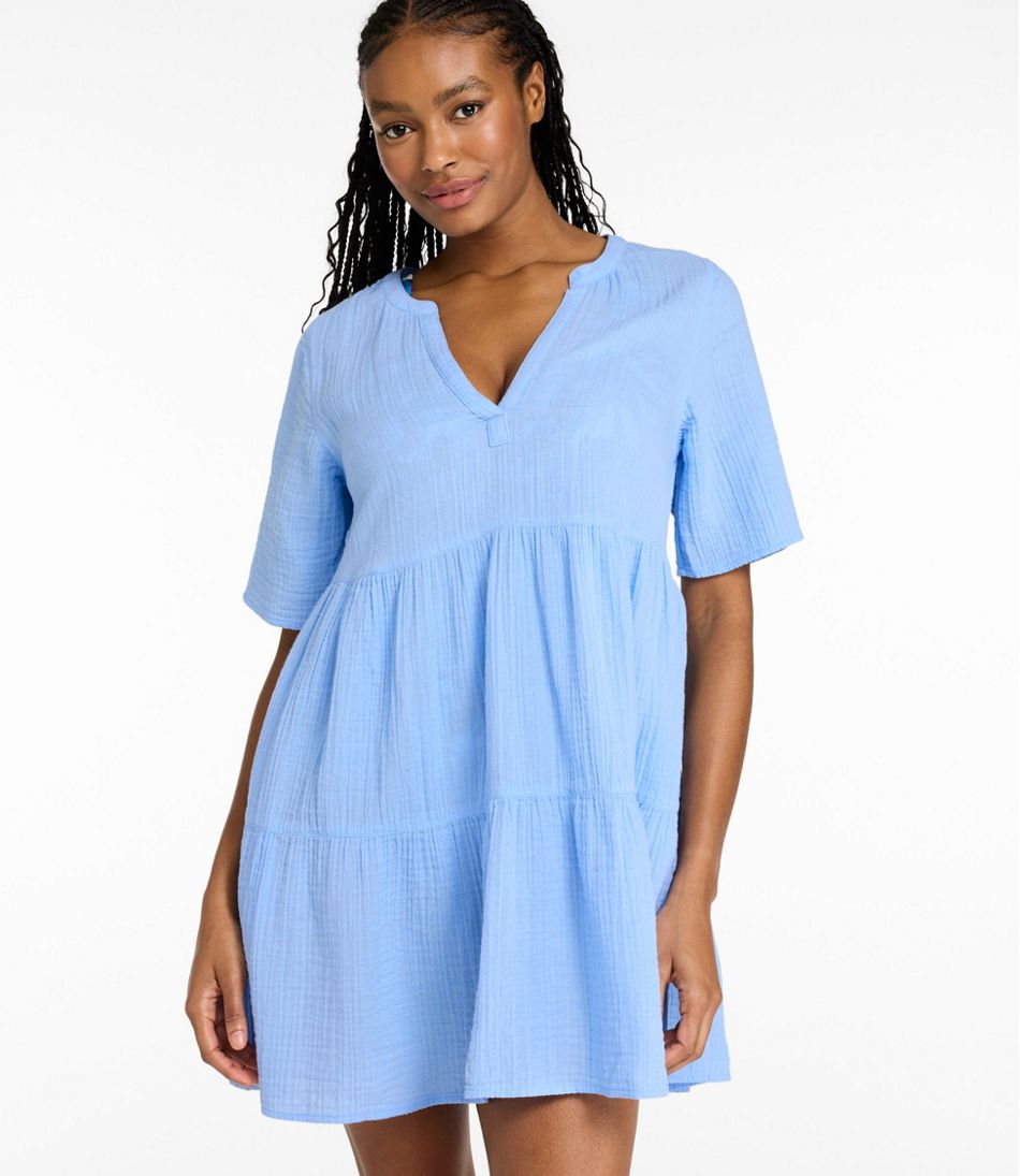 Women's Cloud Gauze Cover-Up Tiered Dress, Print