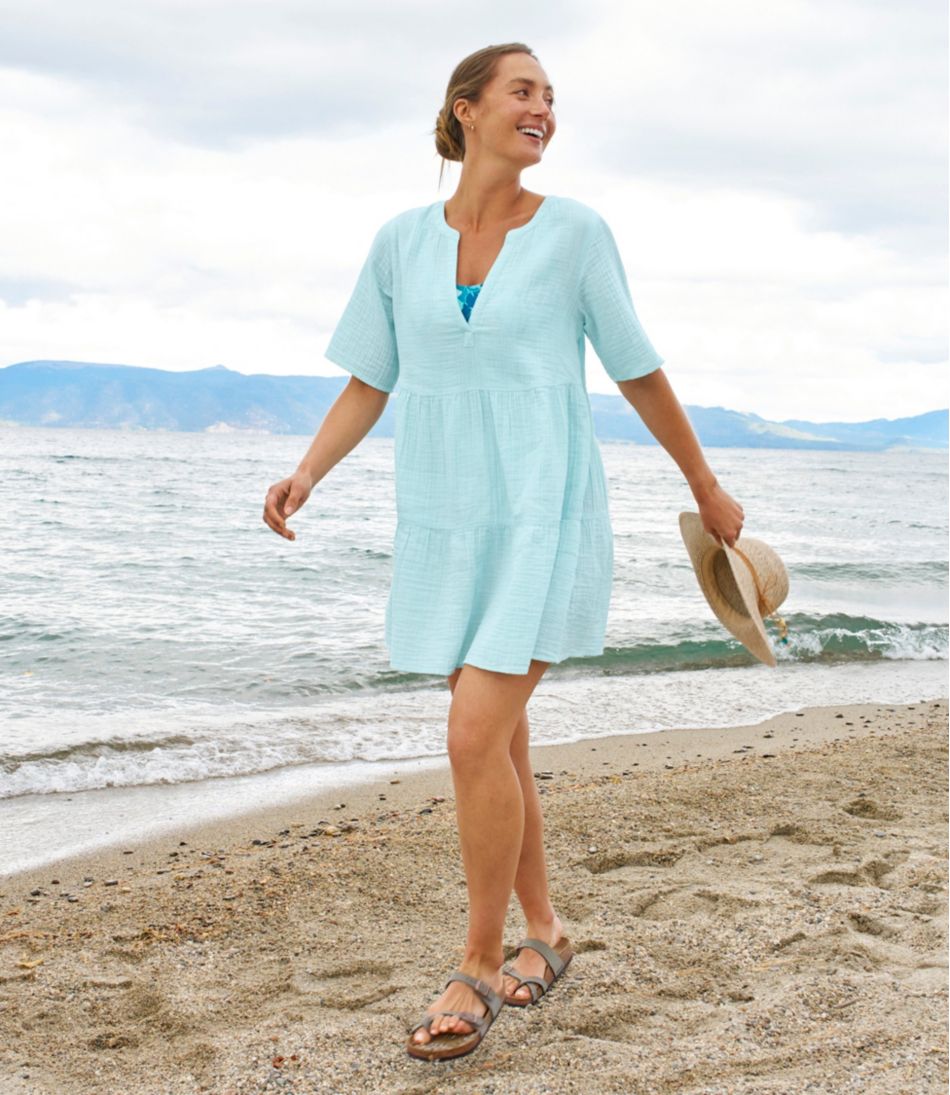 Women's Cloud Gauze Cover-Up Tiered Dress, Print