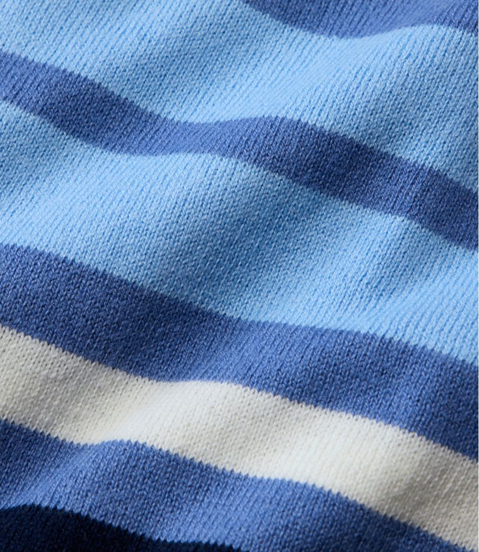 Women's Cotton/Cashmere Sweater, V-Neck Stripe