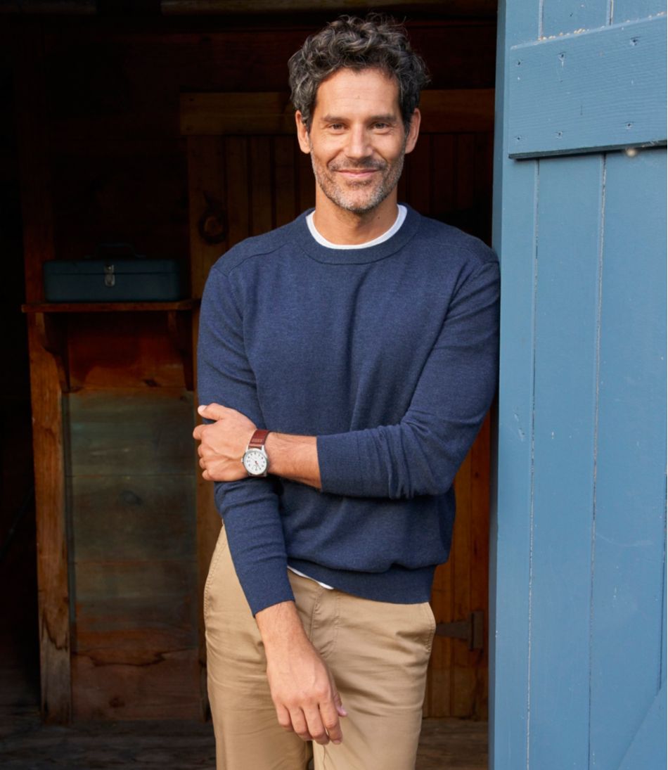 Men's All Seasons Cotton Blend Sweater, Crewneck