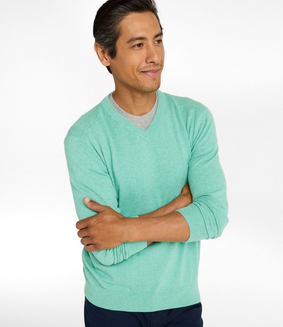 Men's All Seasons Cotton Blend Sweater, V-Neck