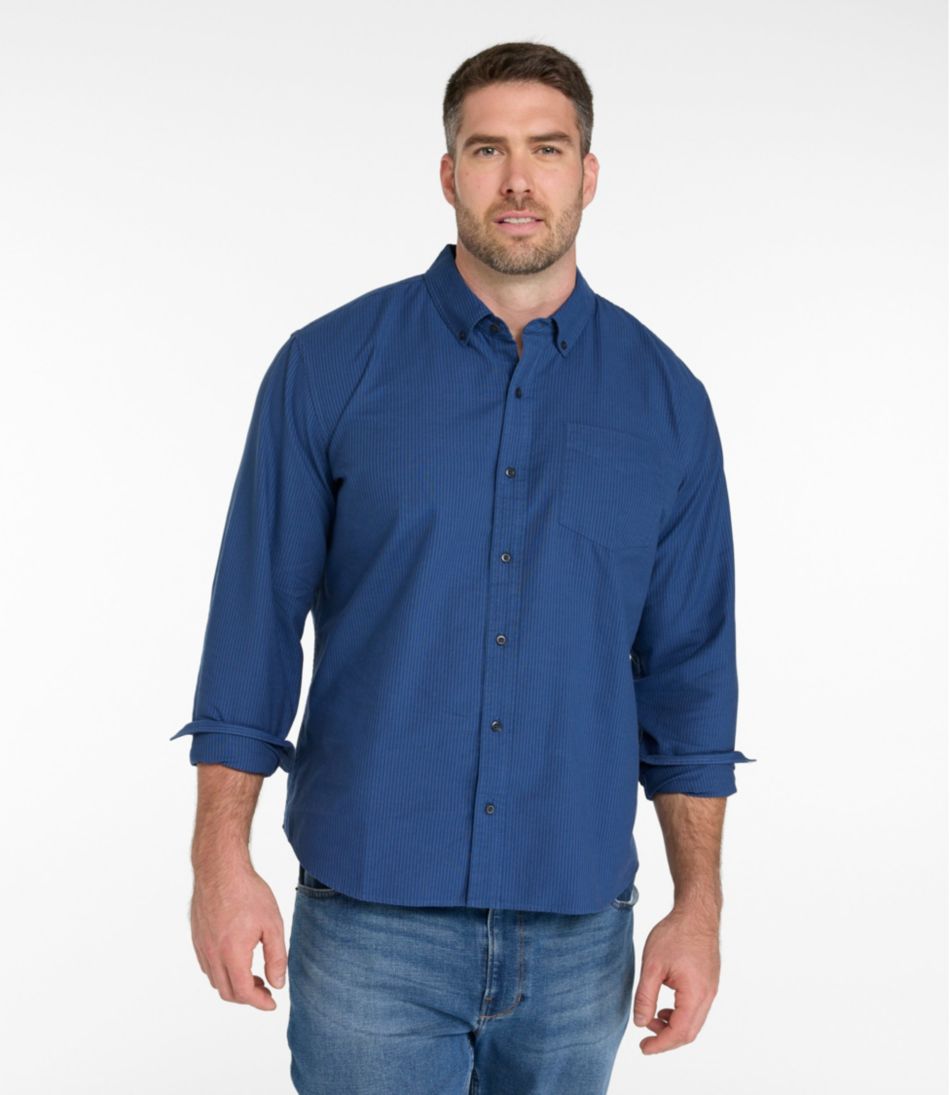 Men's Sunwashed Oxford Shirt, Slightly Fitted Untucked Fit, Stripe