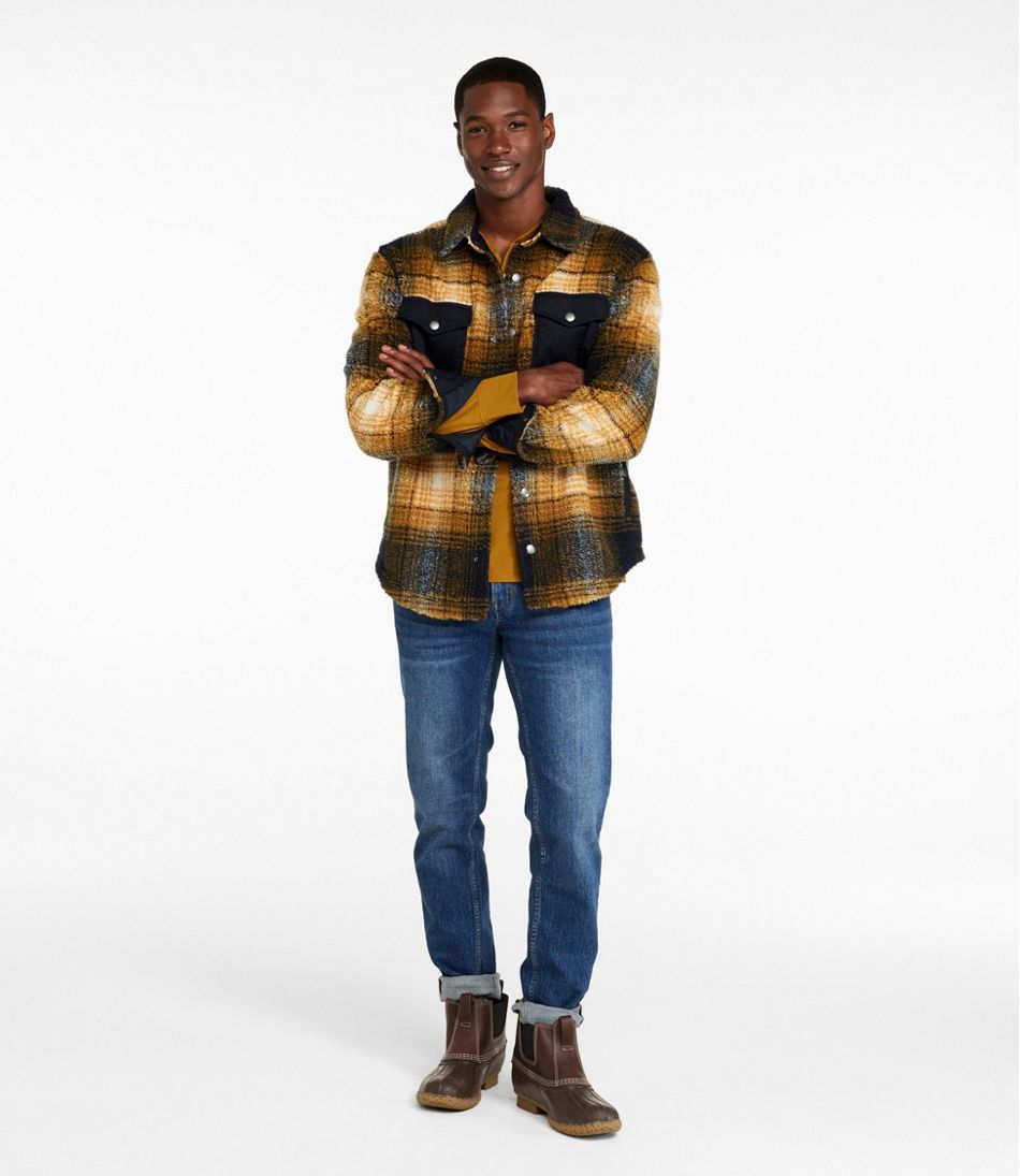 Men's Signature Mixed Media Fleece Shirt Jacket, Plaid
