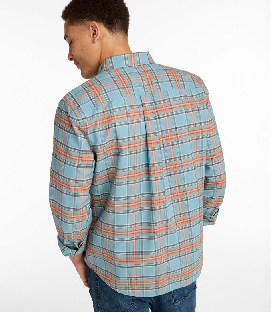 Men's Sunwashed Oxford Shirt, Slightly Fitted Untucked Fit, Plaid