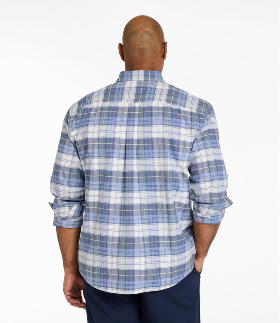 Men's Sunwashed Oxford Shirt, Slightly Fitted Untucked Fit, Plaid