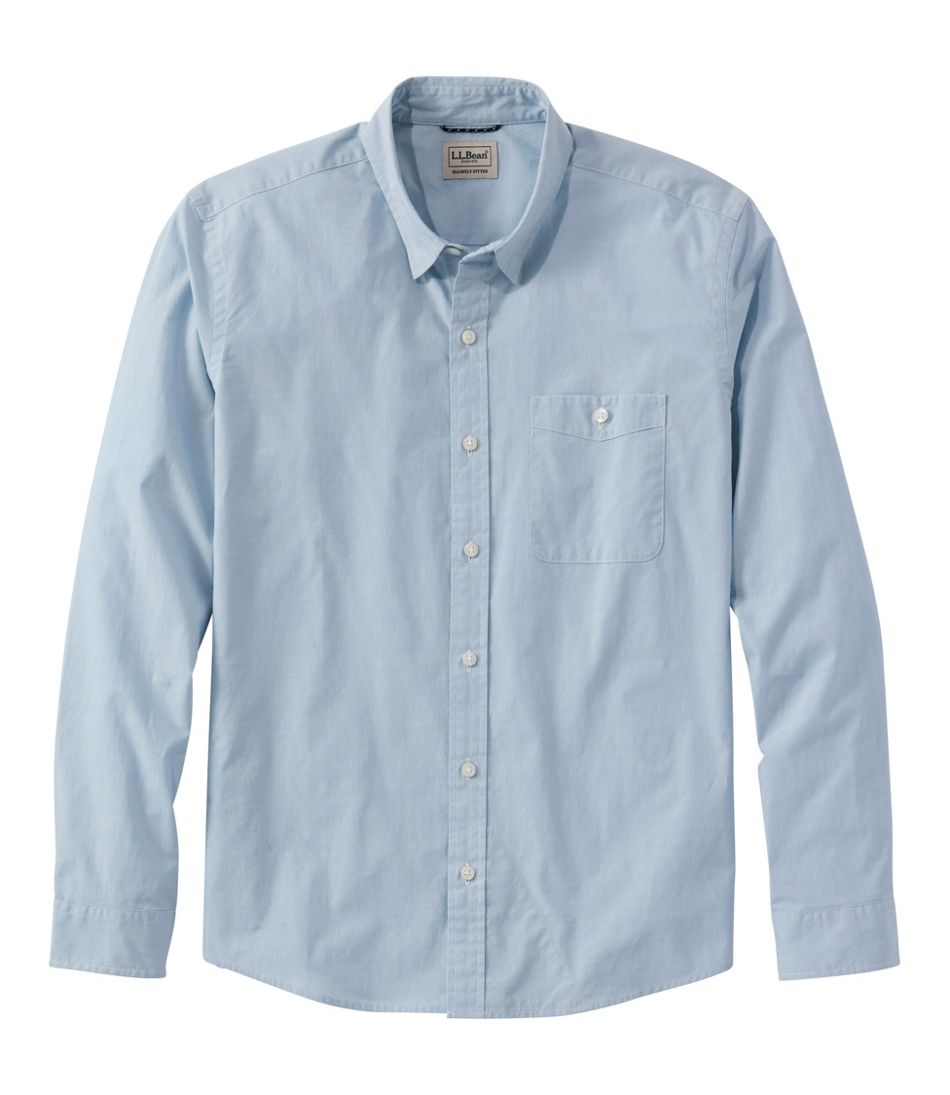 Men's Comfort Stretch Performance® Chambray Shirt, Long-Sleeve, Slightly Fitted Untucked Fit