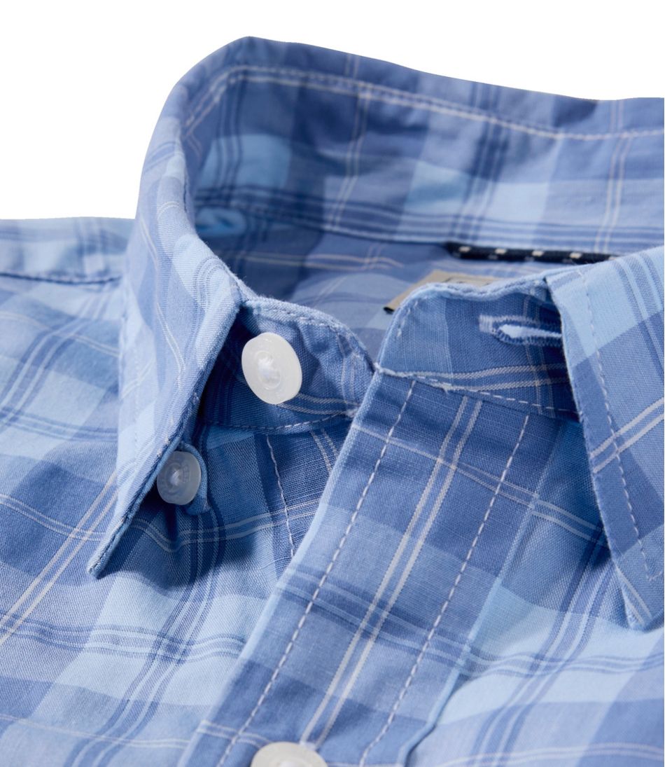 Men's Comfort Stretch Performance® Chambray Shirt, Long-Sleeve, Slightly Fitted Untucked Fit, Plaid