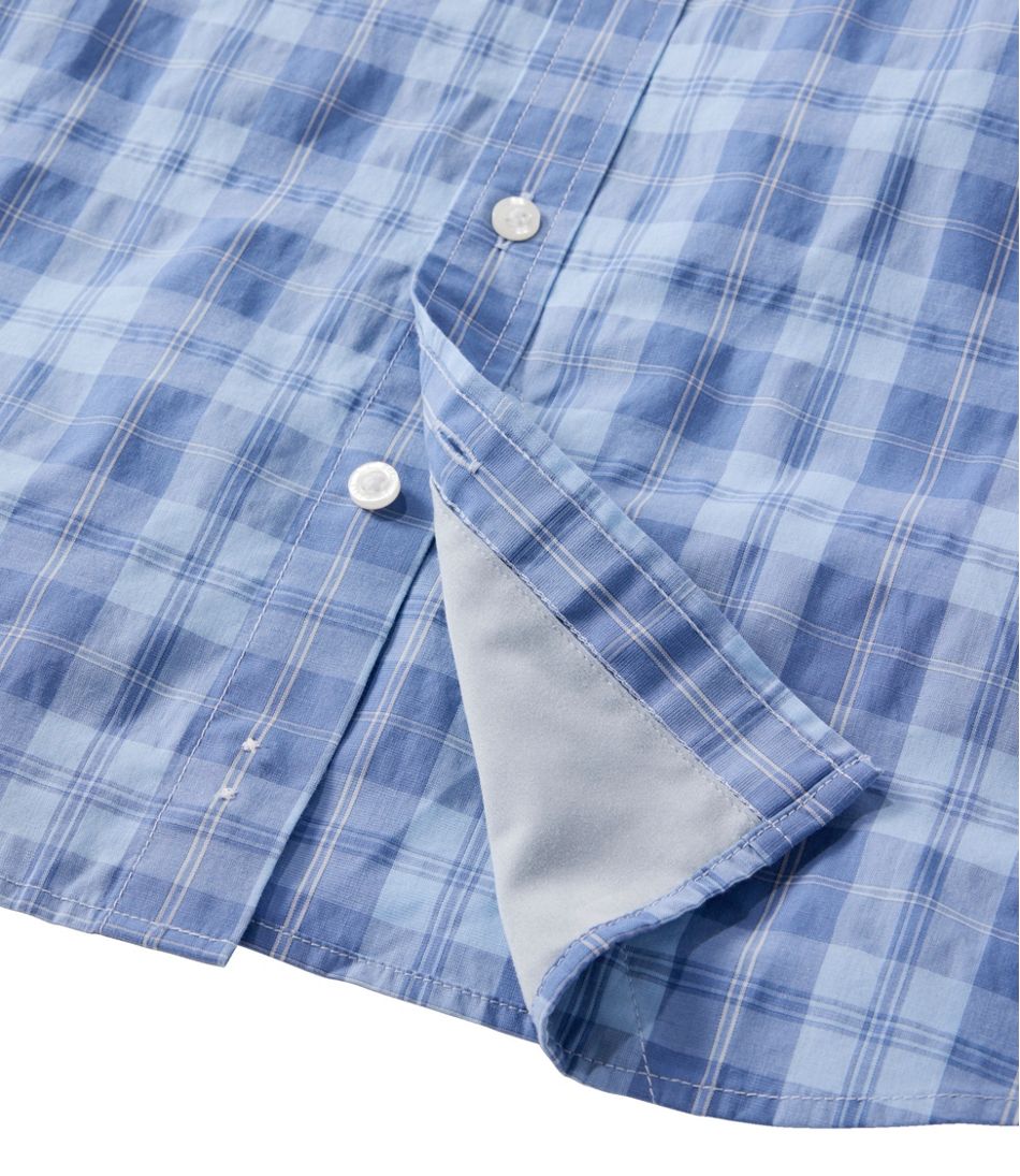 Men's Comfort Stretch Performance® Chambray Shirt, Long-Sleeve, Slightly Fitted Untucked Fit, Plaid