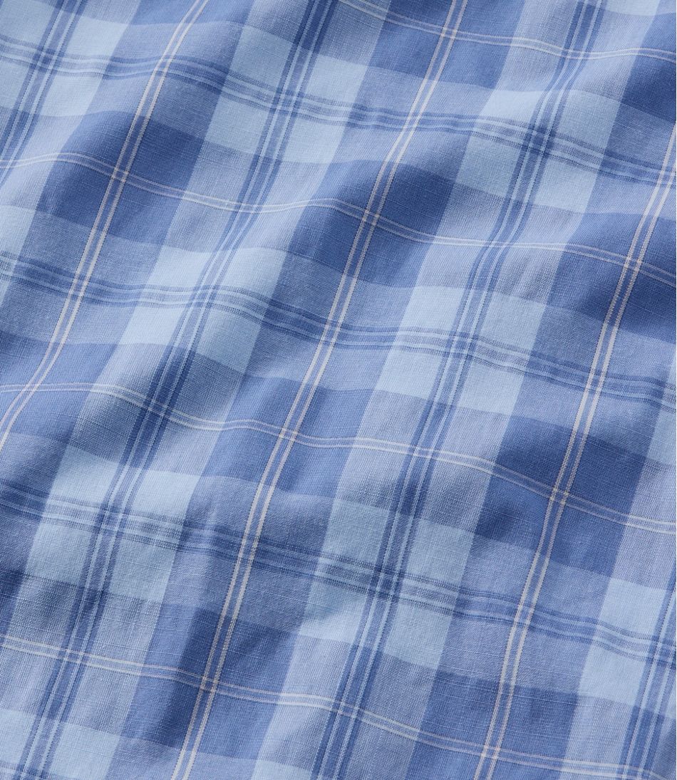 Men's Comfort Stretch Performance® Chambray Shirt, Long-Sleeve, Slightly Fitted Untucked Fit, Plaid