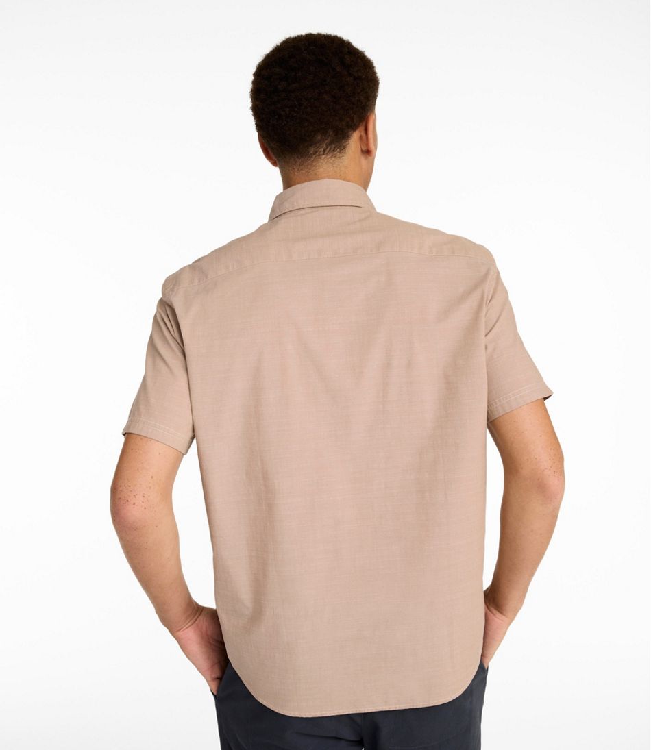 Men's Comfort Stretch Performance® Chambray Shirt, Short-Sleeve, Slightly Fitted Untucked Fit