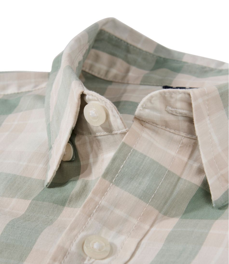 Men's Comfort Stretch Performance® Chambray Shirt, Short-Sleeve, Slightly Fitted Untucked Fit, Plaid
