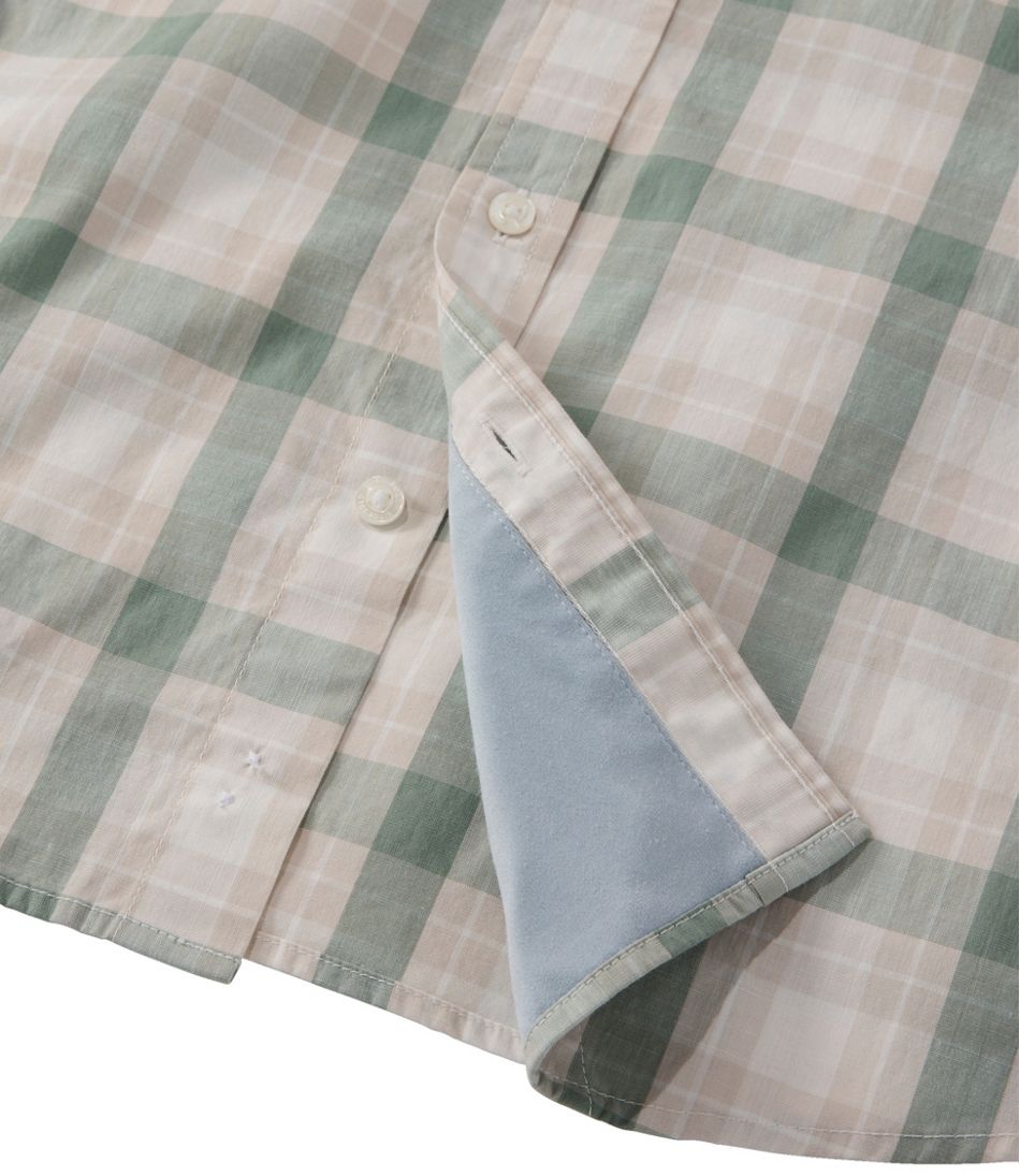 Men's Comfort Stretch Performance® Chambray Shirt, Short-Sleeve, Slightly Fitted Untucked Fit, Plaid
