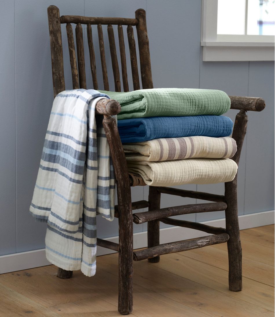 Lightweight Cotton Gauze Throw, Stripe