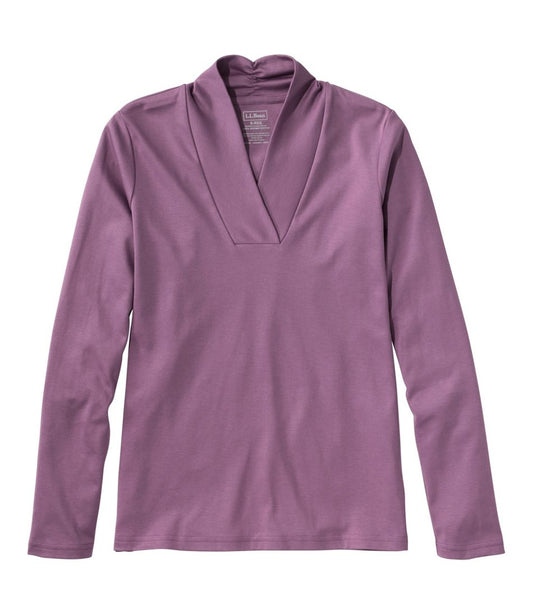 Women's Pima Cotton Tee, Shawl Long-Sleeve