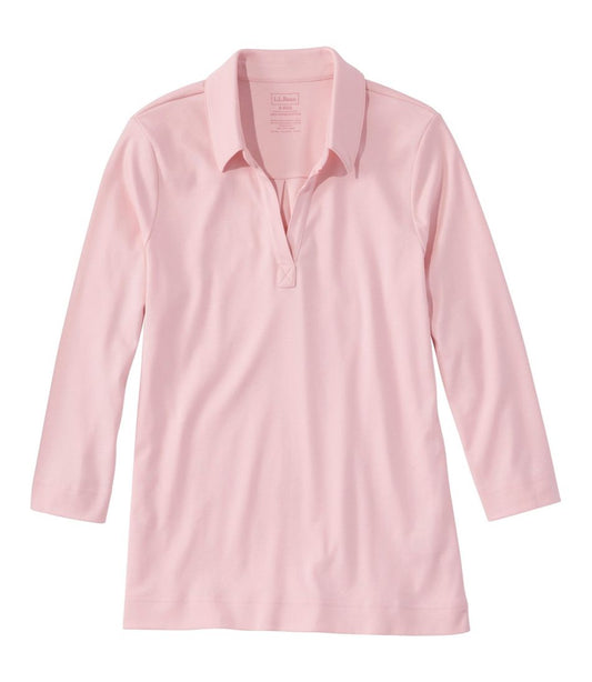 Women's Pima Cotton Tee, Three-Quarter-Sleeve Polo