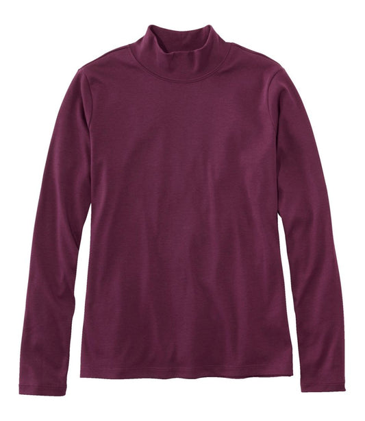Women's Pima Cotton Tee, Long-Sleeve Mockneck