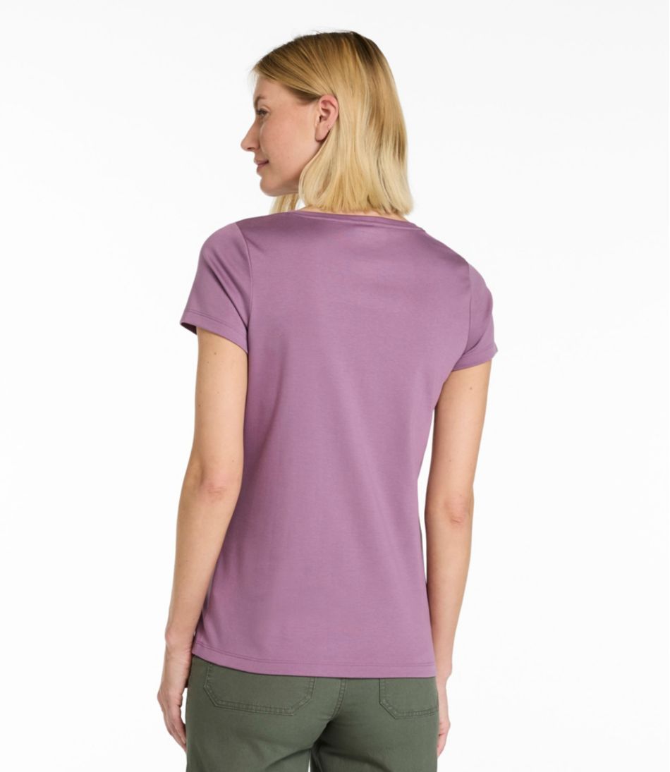 Women's Pima Cotton Shaped V-Neck, Short-Sleeve