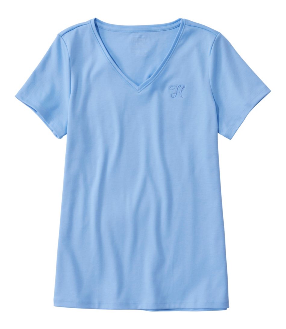 Women's Pima Cotton Shaped V-Neck, Short-Sleeve