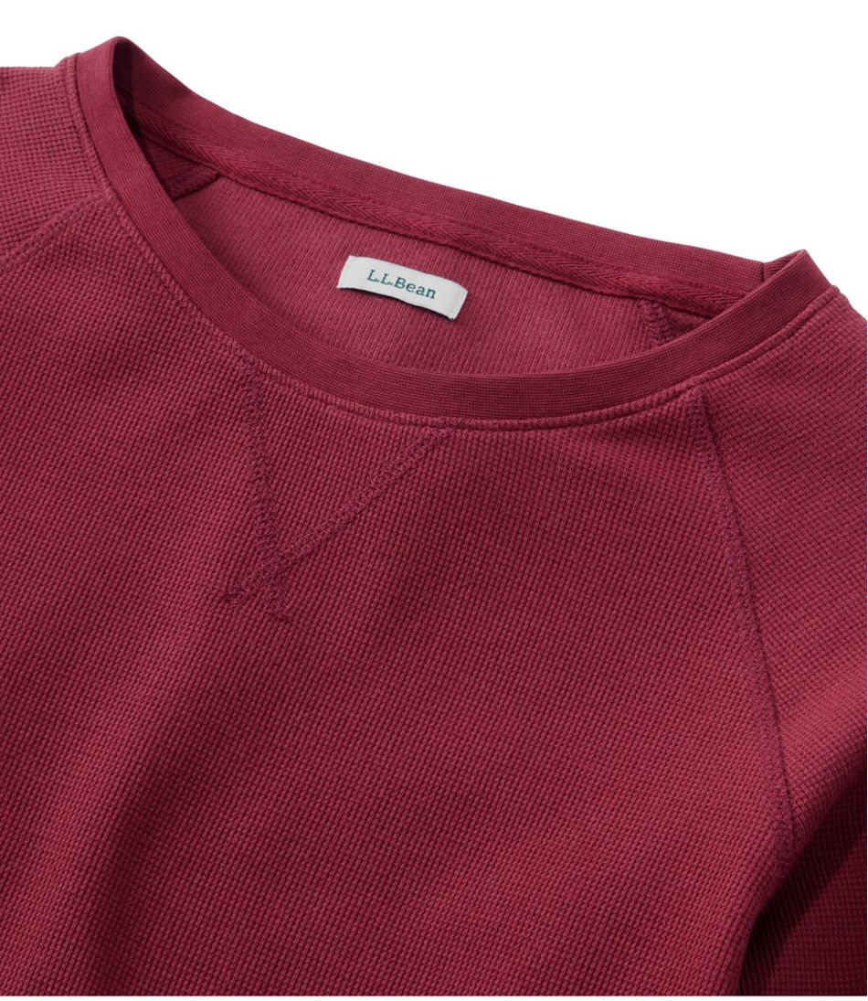 Women's Unshrinkable Mini-Waffle Tee, Long-Sleeve Crewneck