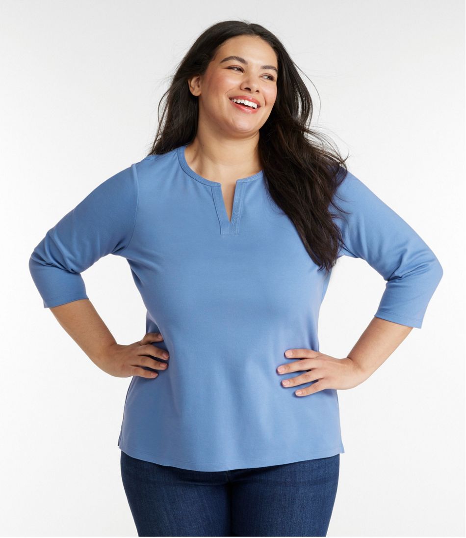 Women's Tee, Three-Quarter-Sleeve Splitneck Tunic