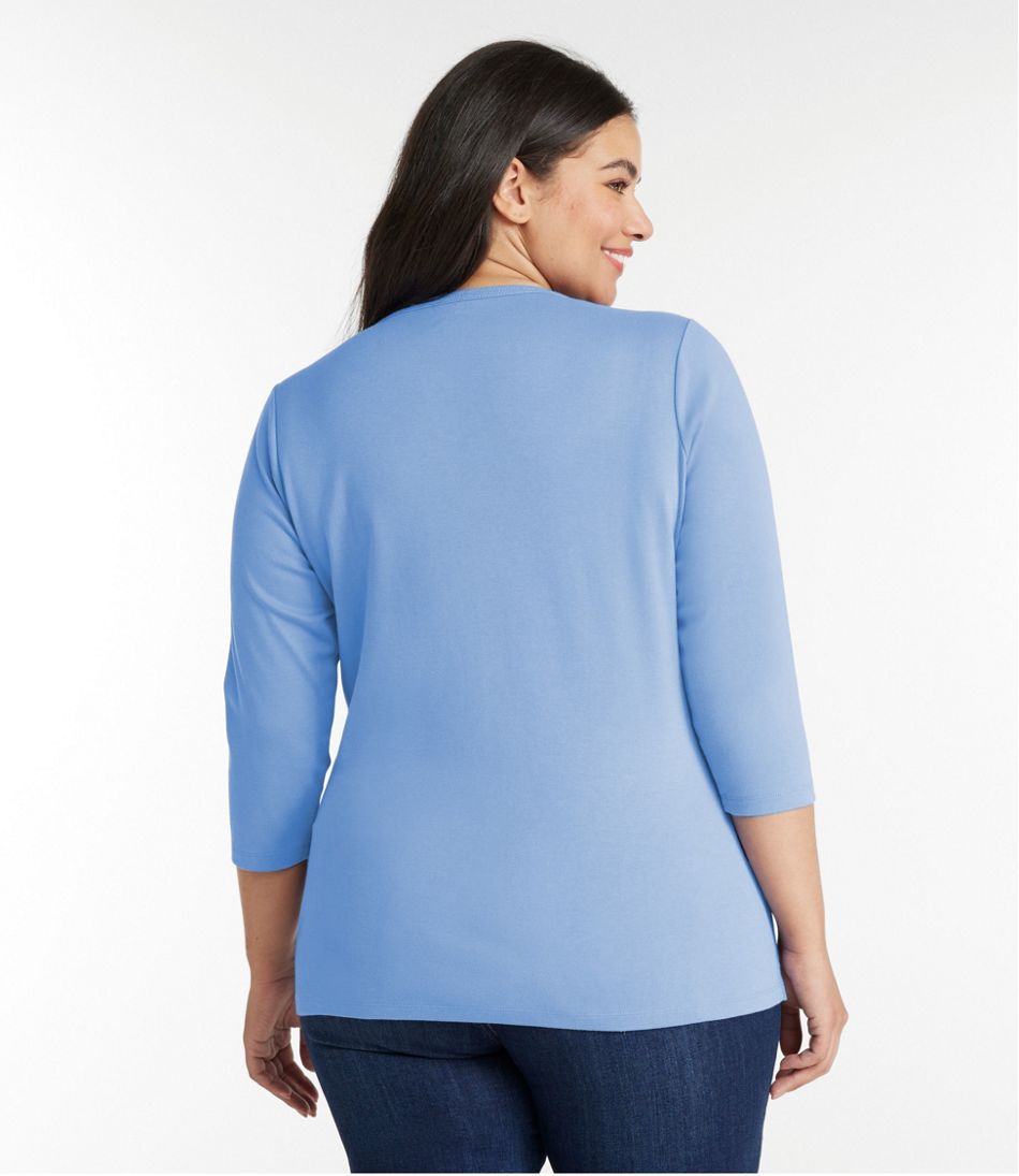 Women's Tee, Three-Quarter-Sleeve Splitneck Tunic
