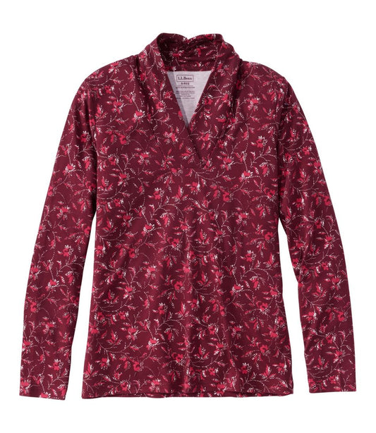 Women's Pima Cotton Tee, Shawl Long-Sleeve Print