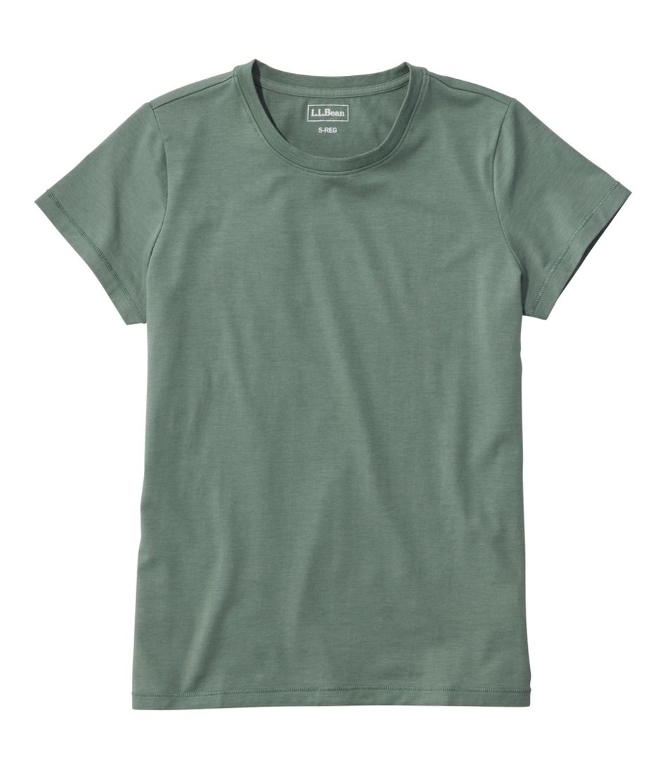 Women's Soft Stretch Supima-Blend Tee, Crewneck Short-Sleeve