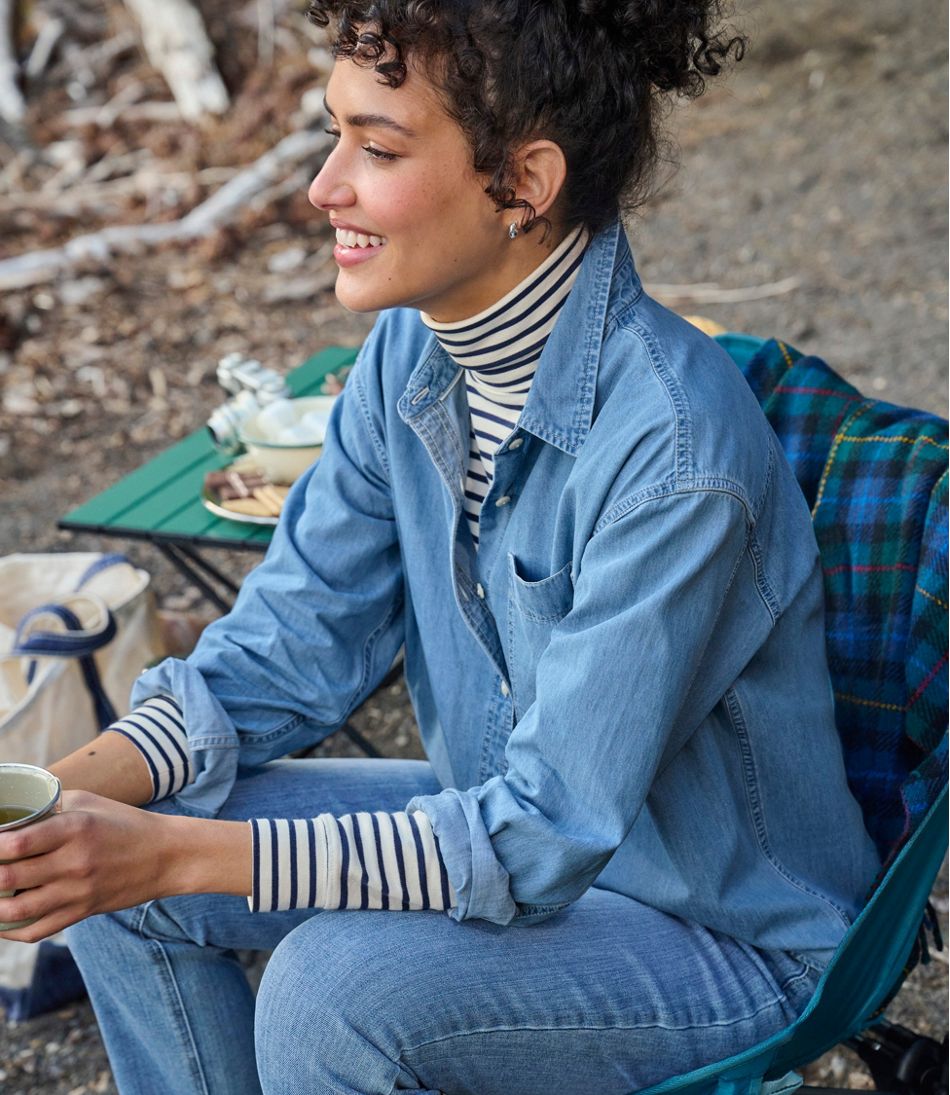 Women's Interlock Turtleneck, Long-Sleeve Stripe