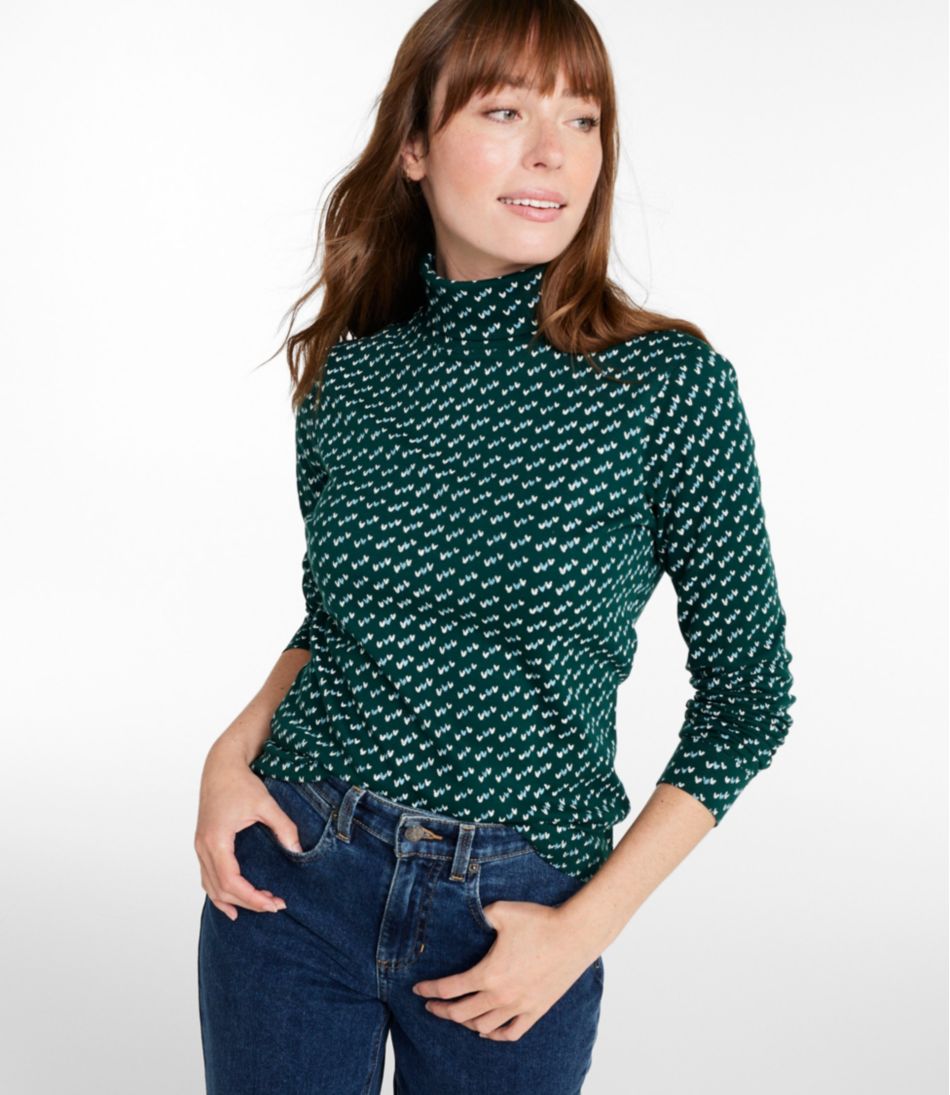Women's Interlock Turtleneck, Long-Sleeve Allover Print