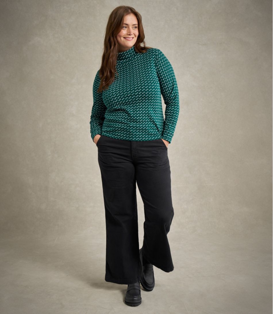 Women's Interlock Turtleneck, Long-Sleeve Allover Print