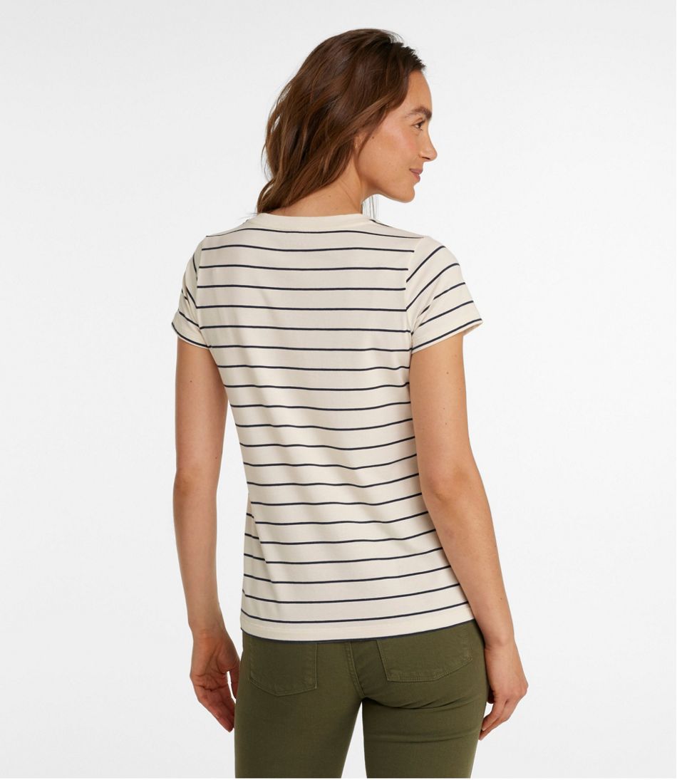 Women's Soft Stretch Supima-Blend Tee, Scoopneck Short-Sleeve Stripe