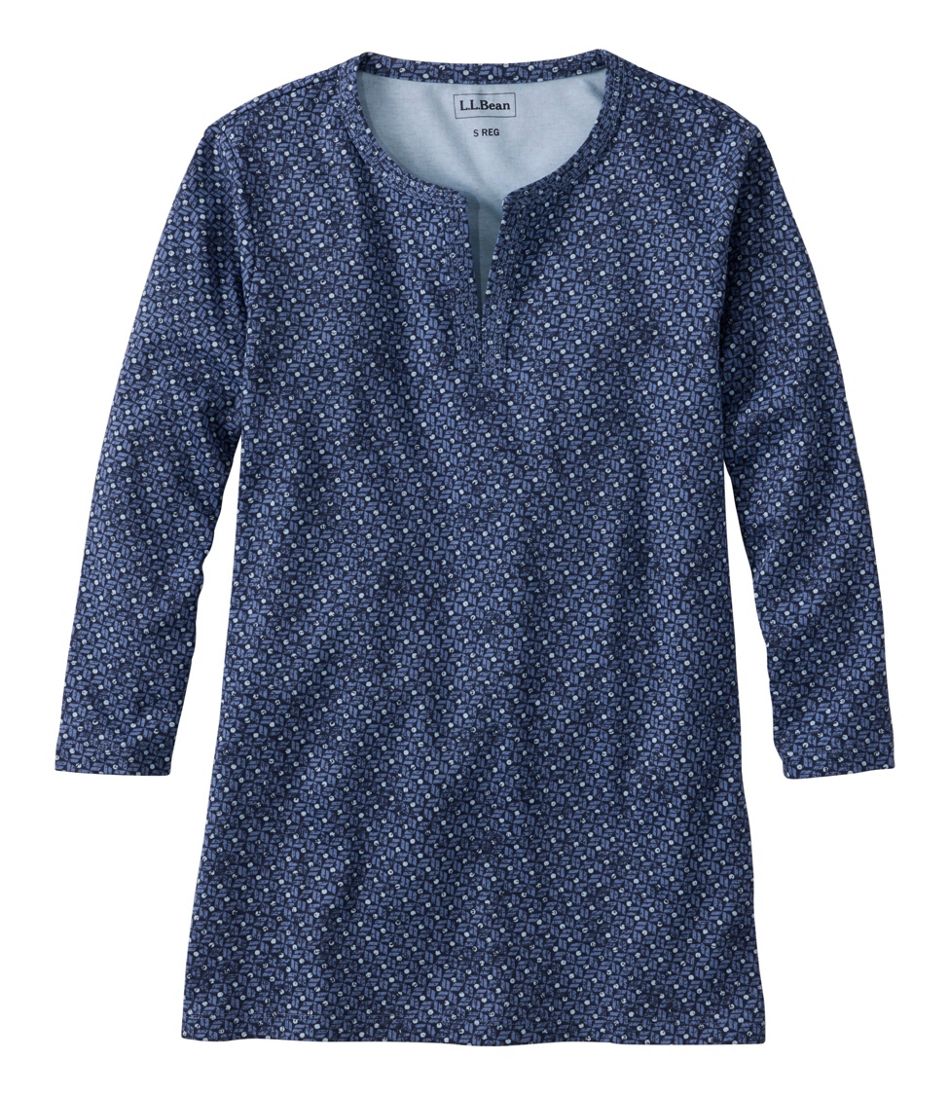 Women's Tee, Three-Quarter-Sleeve Splitneck Tunic Print
