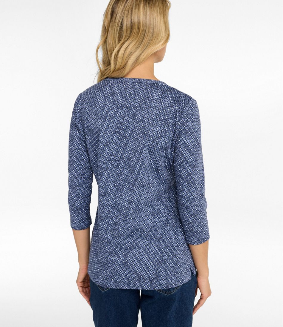 Women's Tee, Three-Quarter-Sleeve Splitneck Tunic Print