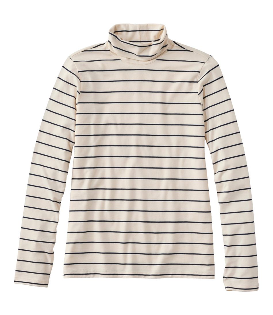 Women's Soft Stretch Supima-Blend Tee, Turtleneck Stripe