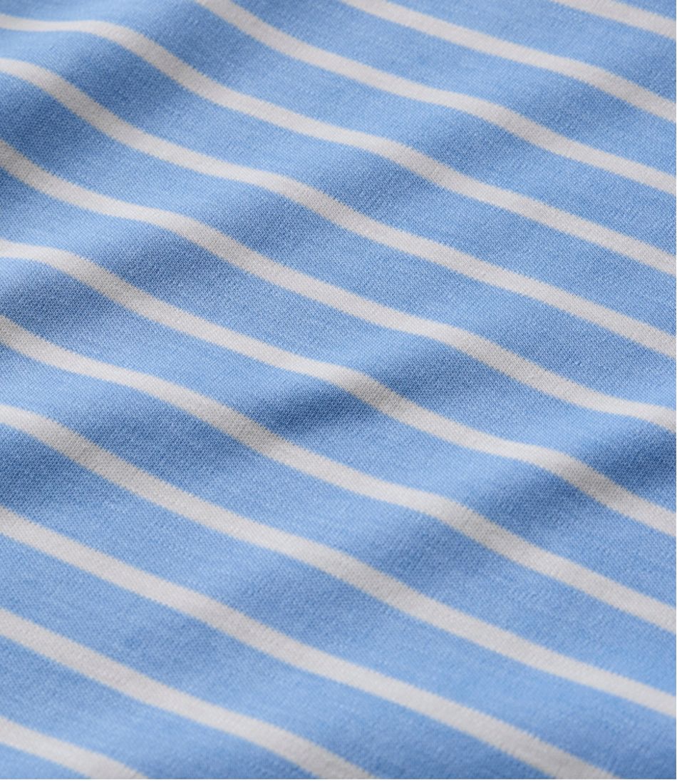 Women's Pima Cotton Tee, Elbow-Sleeve Boatneck Stripe