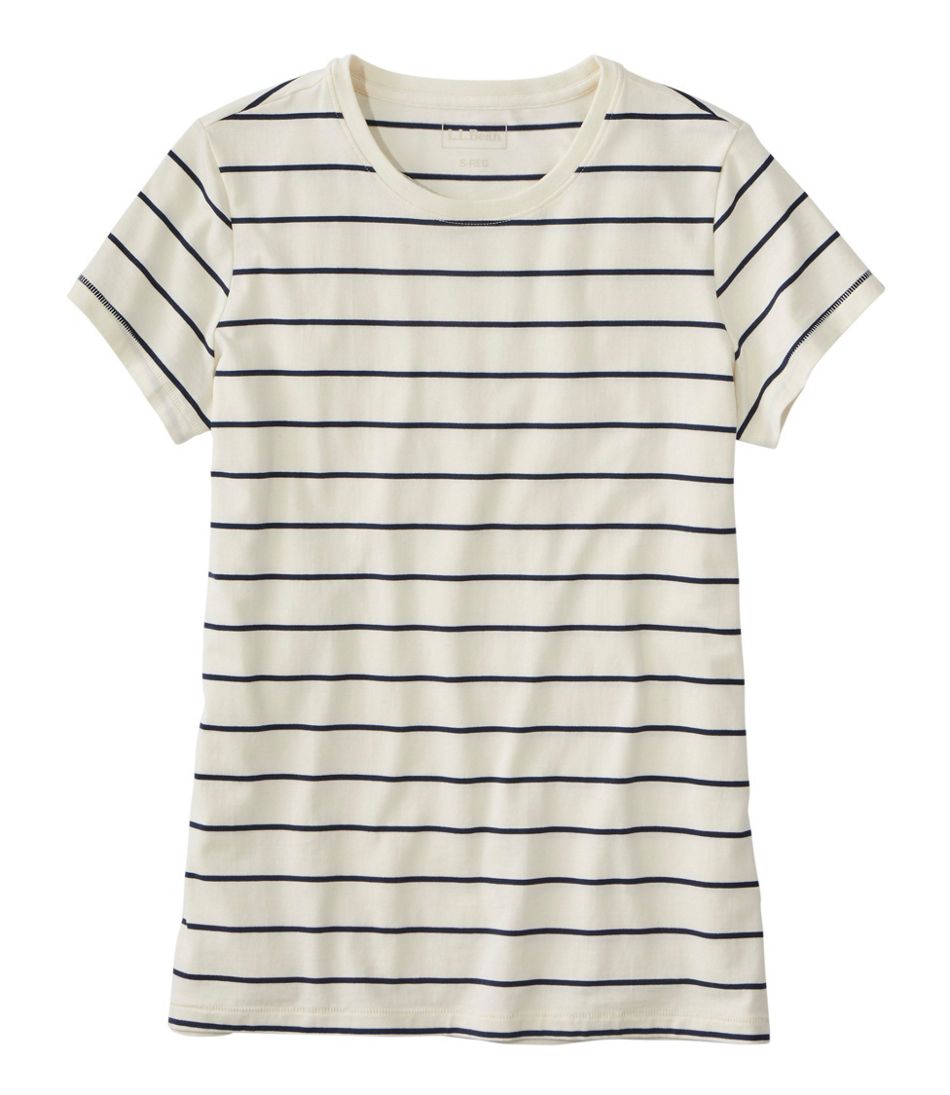 Women's Soft Stretch Supima-Blend Tee, Crewneck Short-Sleeve Striped