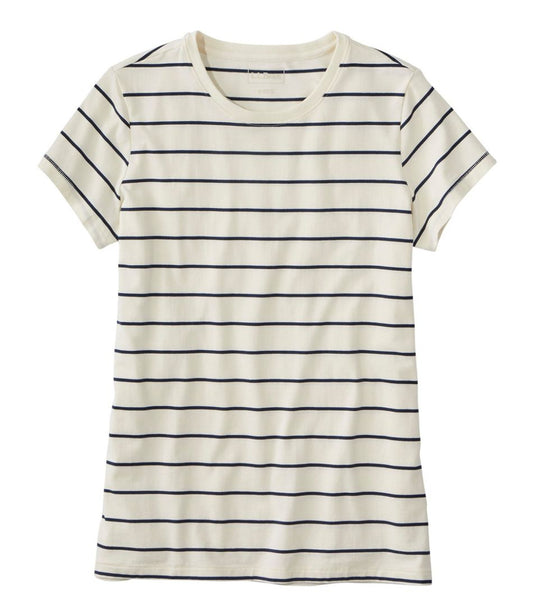 Women's Soft Stretch Supima-Blend Tee, Crewneck Short-Sleeve Striped