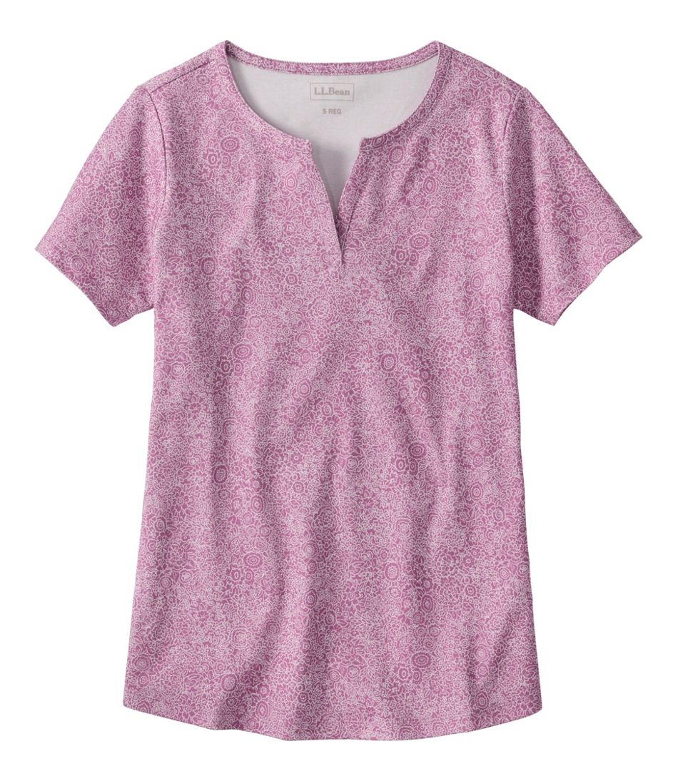 Women's Tee, Short-Sleeve Notch-Neck Print