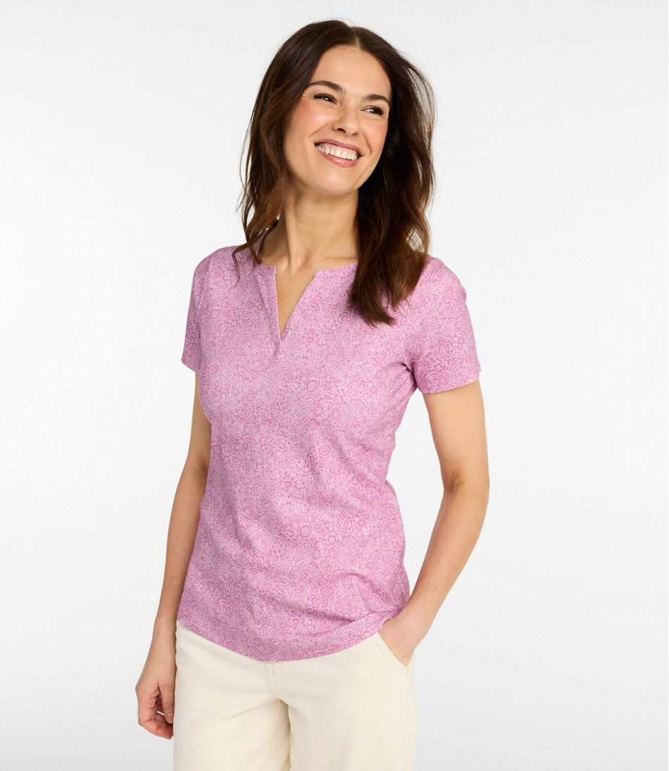 Women's Tee, Short-Sleeve Notch-Neck Print