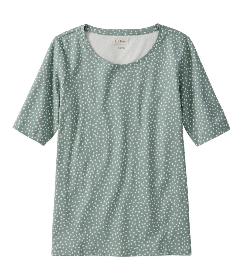 Women's Jewelneck Tee, Elbow-Sleeve Print