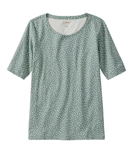 Women's Jewelneck Tee, Elbow-Sleeve Print